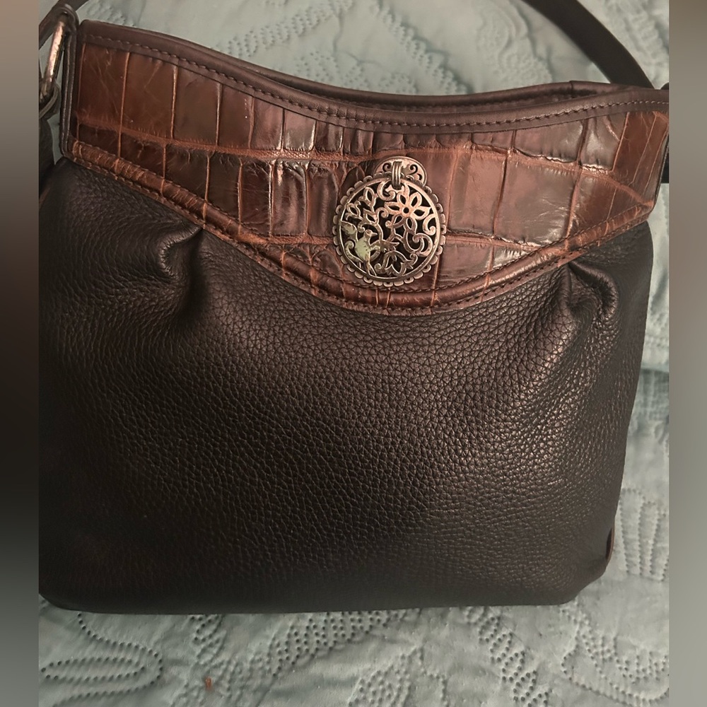 Brighton Dark Brown and Crocodile Pattern Shoulder Bag